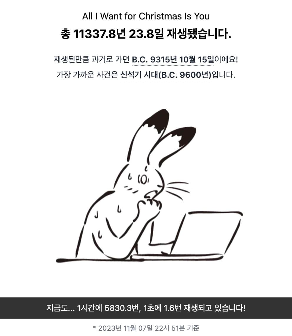 머라이어 캐리의 캐롤은 신석기 시대로 돌아갈만큼 사랑받고 있어요